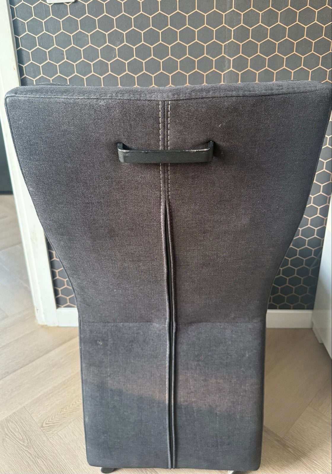 Zwarte stoffe eetkamerstoel met handvat 6 stuks, Ophalen, Gebruikt, Vijf, Zes of meer stoelen, Stof