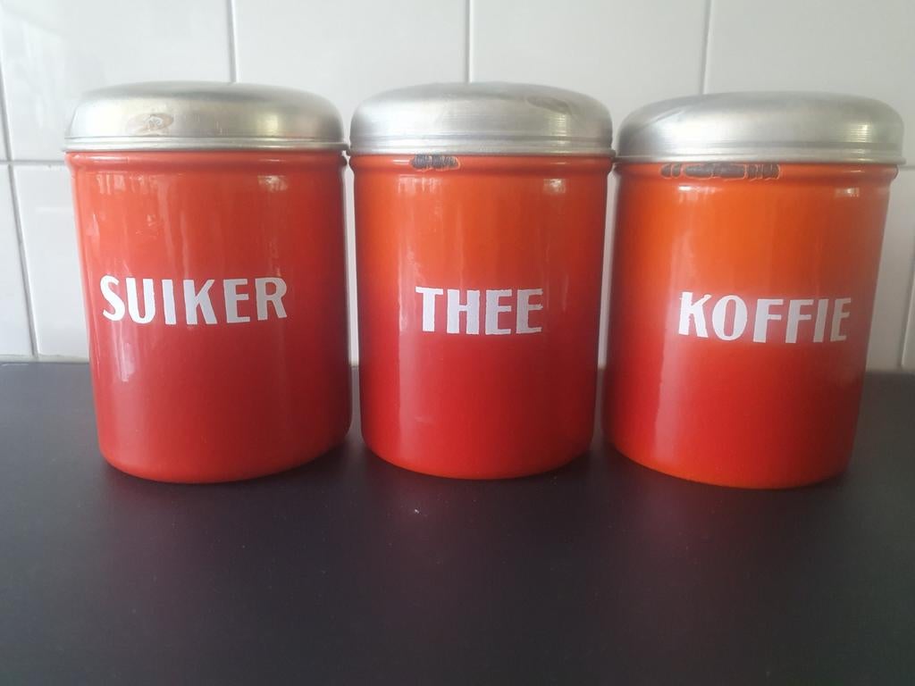 Emaille vintage voorraadbussen, Antiek en Kunst, Antiek | Emaille, Ophalen of Verzenden