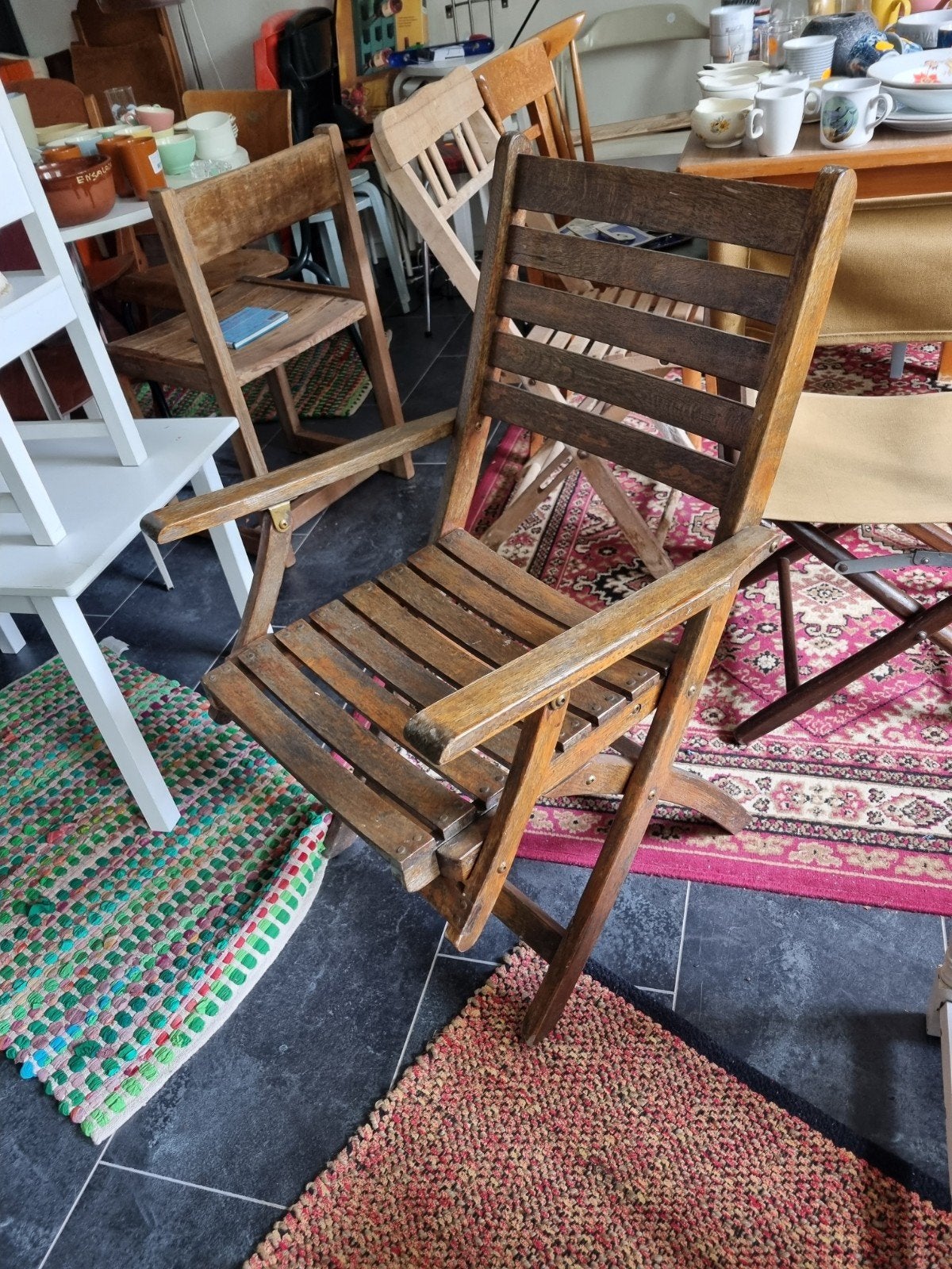 vintage houten opklapstoel klapstoel, Tuin en Terras, Ophalen, Hout