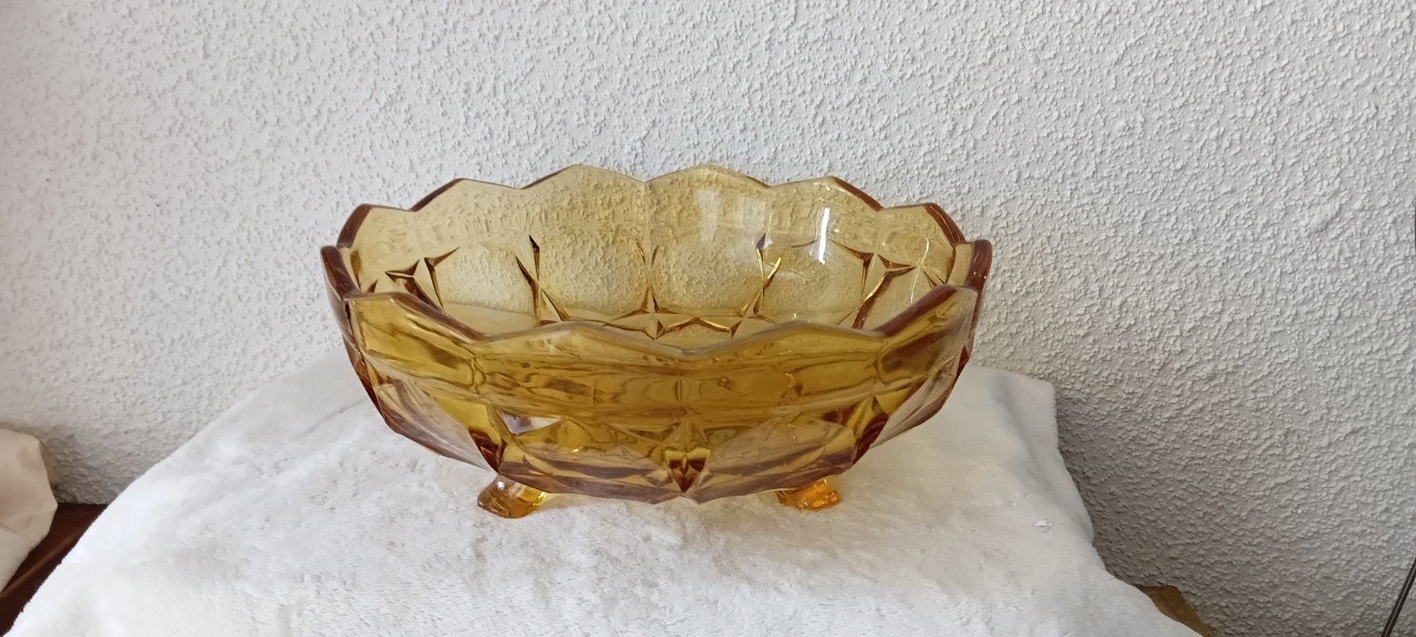 Prachtige glazen schaal in amber kleur - 21x9 cm, Antiek en Kunst, Ophalen of Verzenden