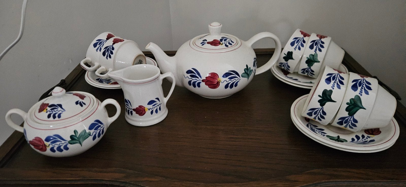 Boerenbont Thee servies, Antiek en Kunst, Antiek | Servies compleet, Ophalen of Verzenden