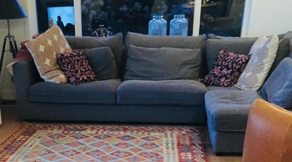 Grijze relaxte bank - Stoer design van Bergerac Bergen, Ophalen, 250 tot 300 cm, Gebruikt, 100 tot 125 cm
