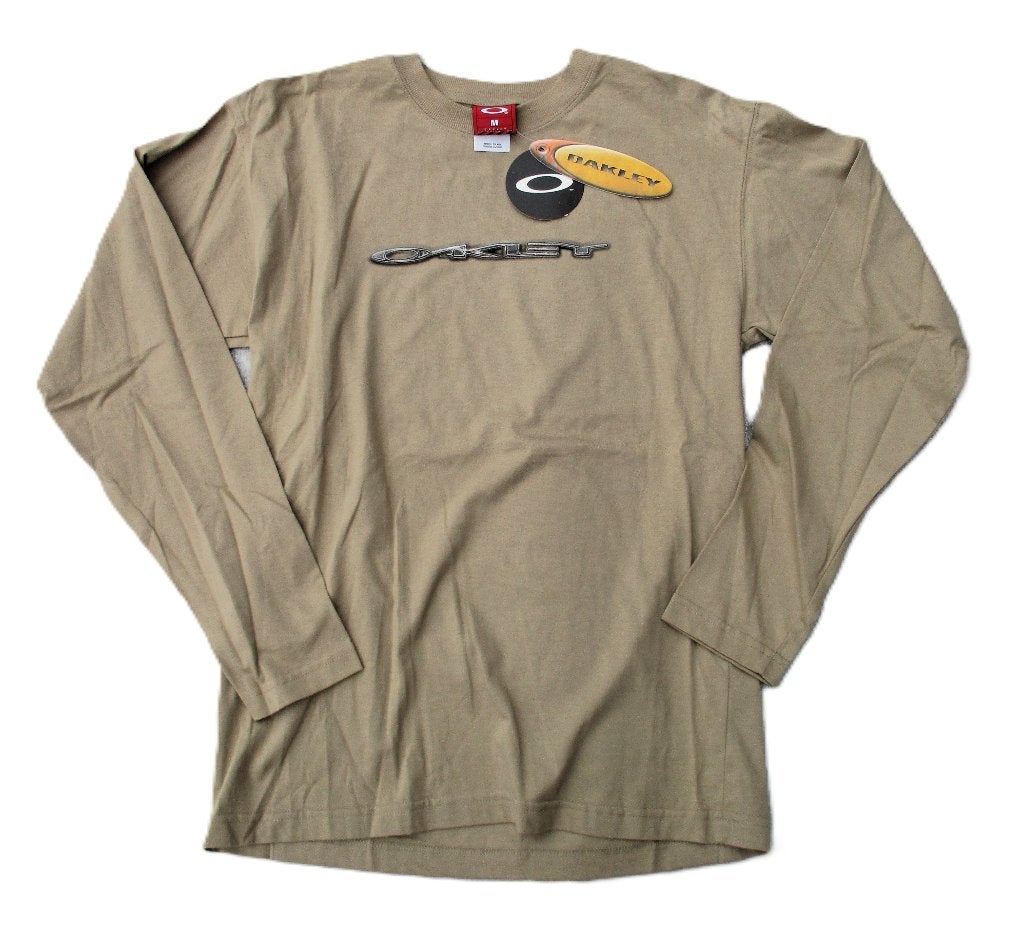 OAKLEY VINTAGE DISTRESSED CAM  LONGSLEEVE T-SHIRT NEW KHAKI, Info@taurusvintage.nl, OAKLEY, Maat 48/50 (M), Beige