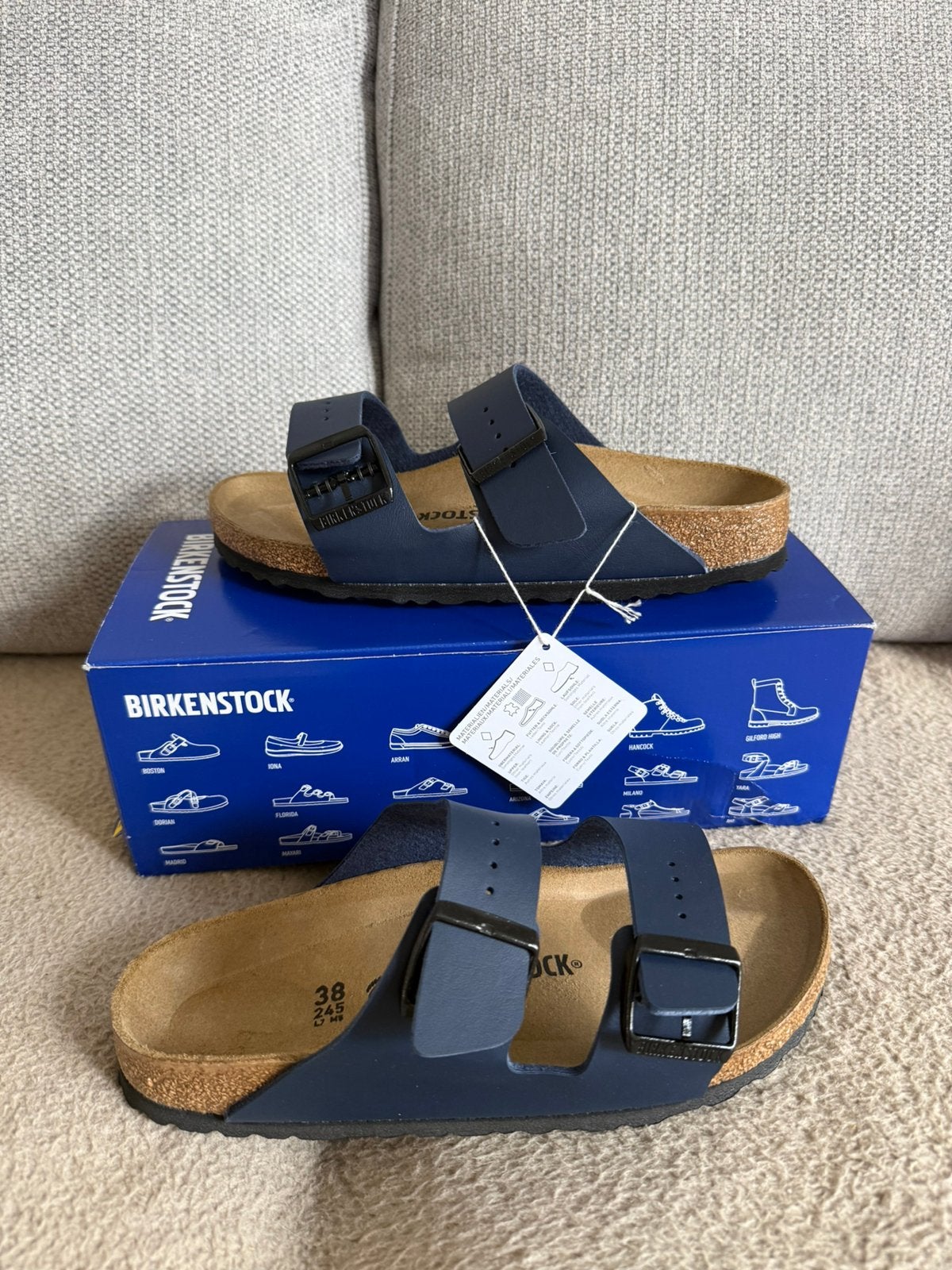 Birkenstock arizona BS blauwe slippers Maat 38 NIEUW, Blauw, Nieuw, Sandalen of Muiltjes, Ophalen of Verzenden