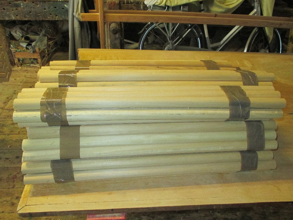 100 Grenen houten stokjes 35 cm lang en 28 mm dik, Doe-het-zelf en Verbouw, Hout en Planken, 25 tot 50 mm, Grenen, Overige typen