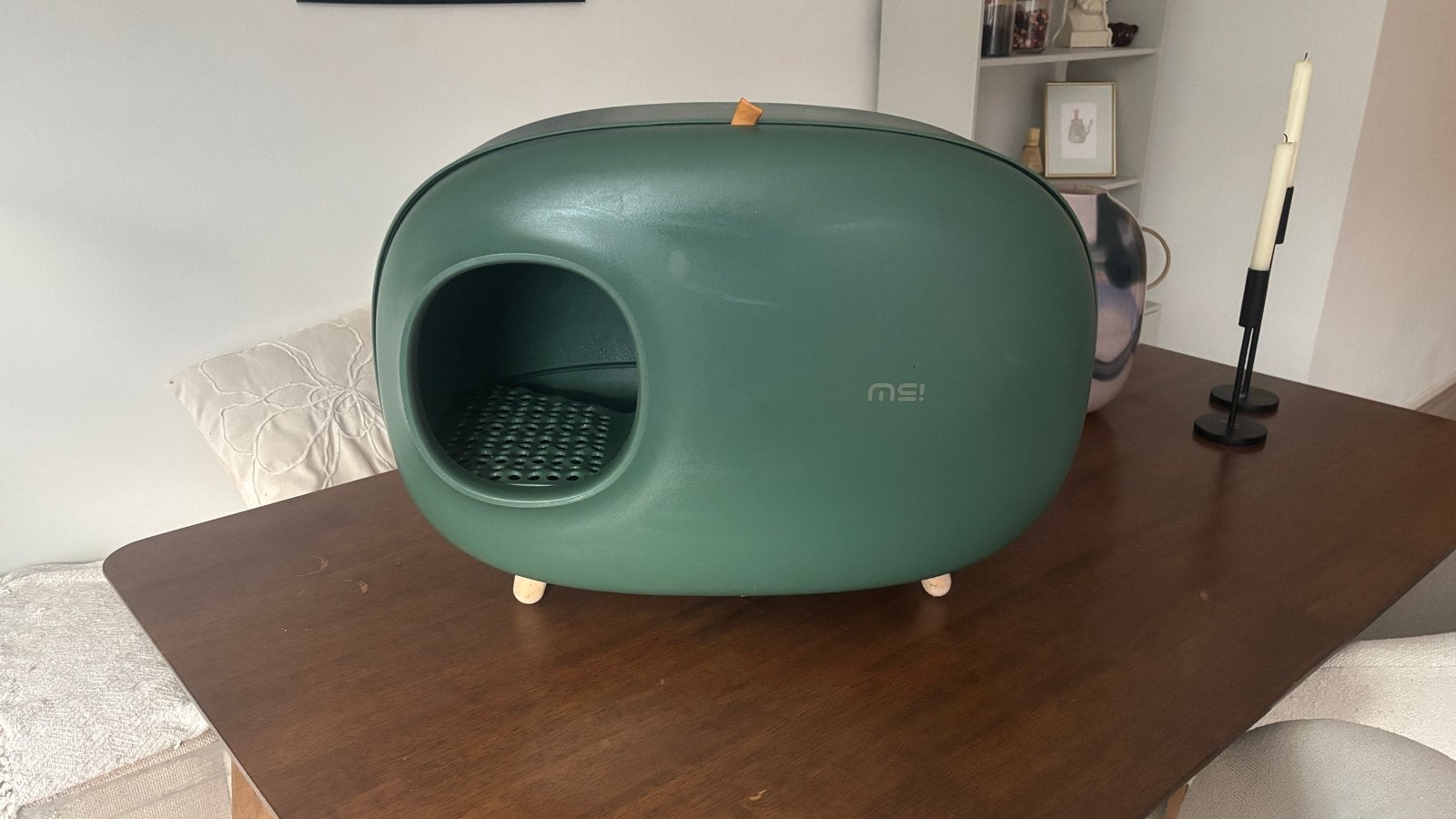 Groene design kattenbak, Ophalen, Gebruikt, Gesloten
