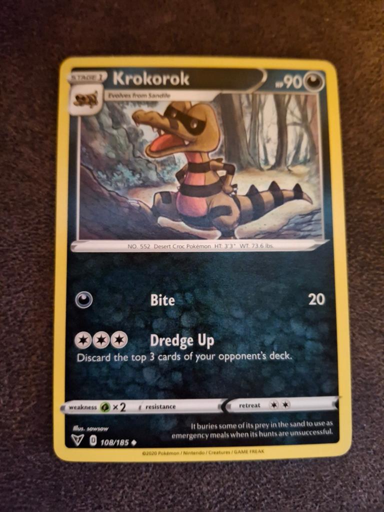Krokorok Pokémon Kaart - Zo goed als nieuw, Ophalen of Verzenden, Zo goed als nieuw, Losse kaart