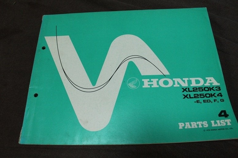 Honda XL250 K3 K4 1978 motorcycle parts catalogue XL250K3, Ophalen of Verzenden, Honda