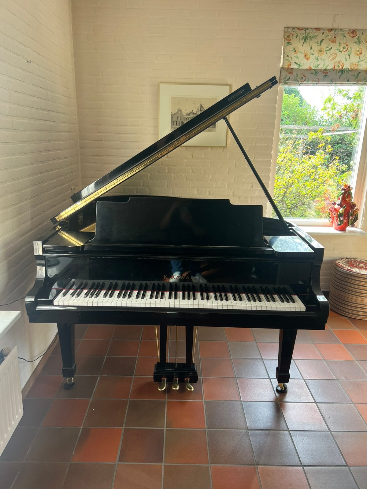 Kawai KG-3 Vleugel, Ophalen, Gebruikt, Zwart, Hoogglans