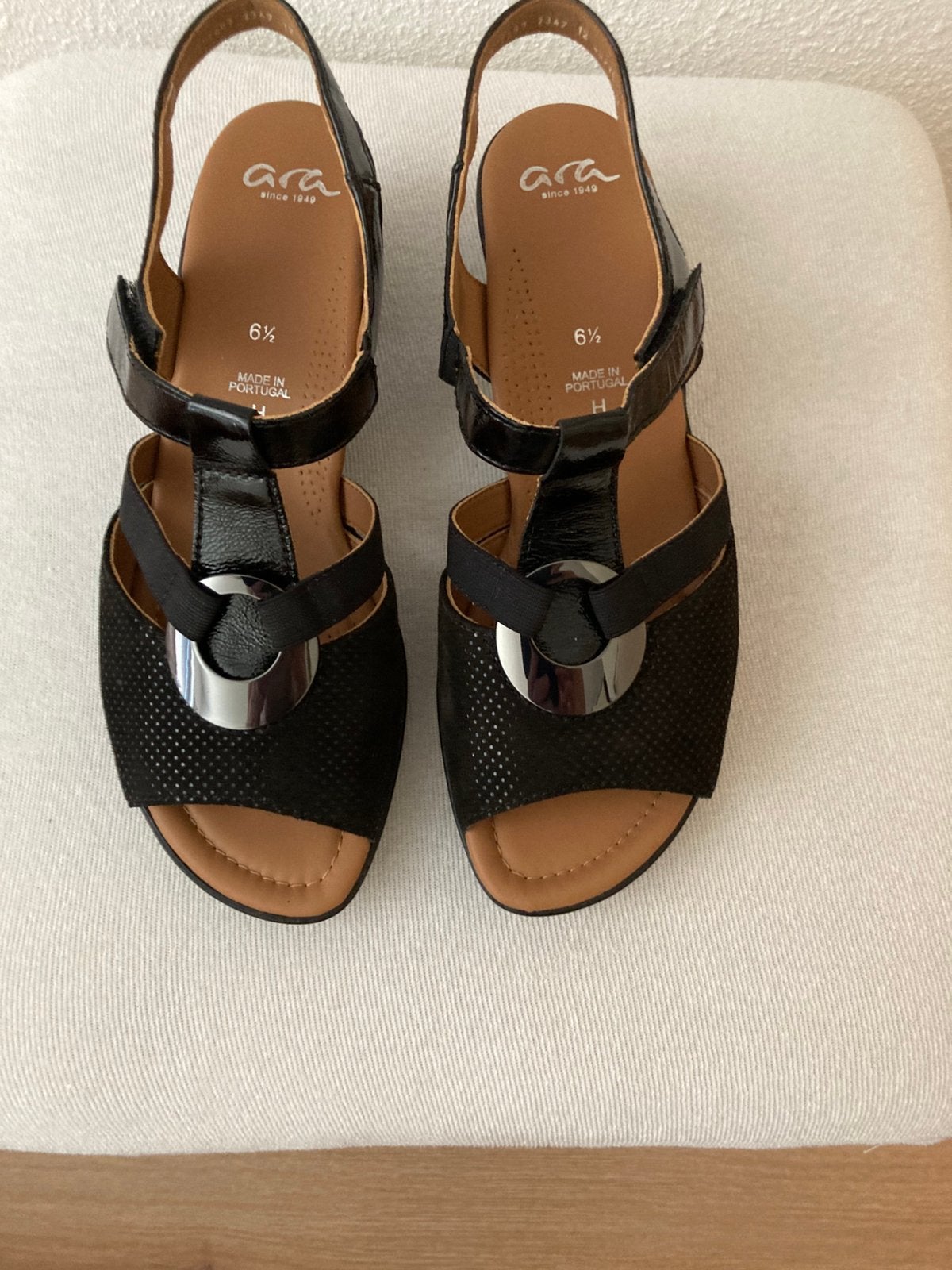 Elegante sandalen leer/nubuck zwart maat 6,5 H Ara, Verzenden, Zwart, Sandalen of Muiltjes, Zo goed als nieuw