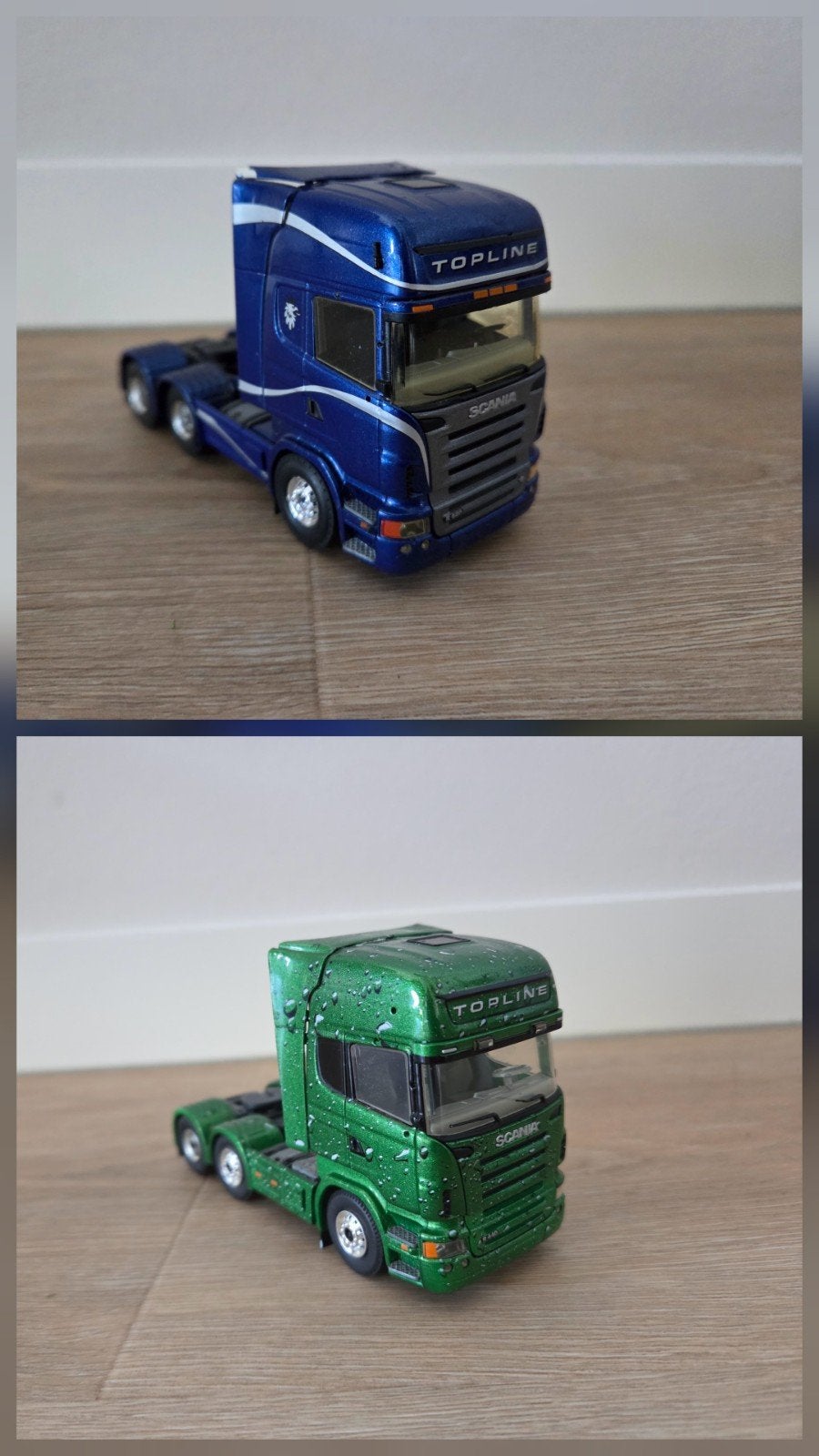 2x Tekno Scania Topline demo / Rai R440 druppels en R520, Ophalen of Verzenden, Gebruikt, Bus of Vrachtwagen, Tekno