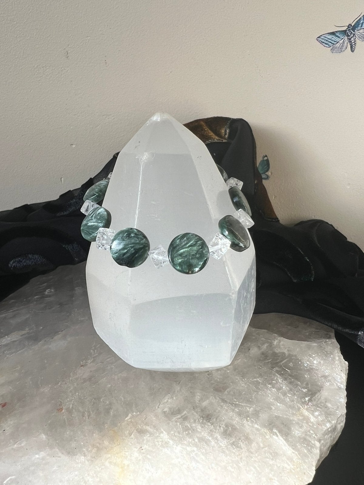 Serafiniet bergkristal fire and ice iriskwarts hoge trilling, Overige materialen, Met bedels of kralen, Nieuw, Ophalen of Verzenden