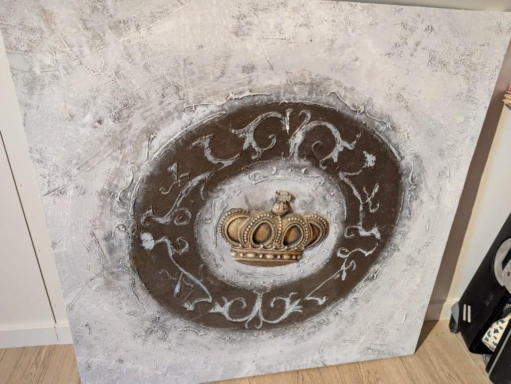 schilderij met kroon, Antiek en Kunst, Kunst | Schilderijen | Klassiek, Ophalen