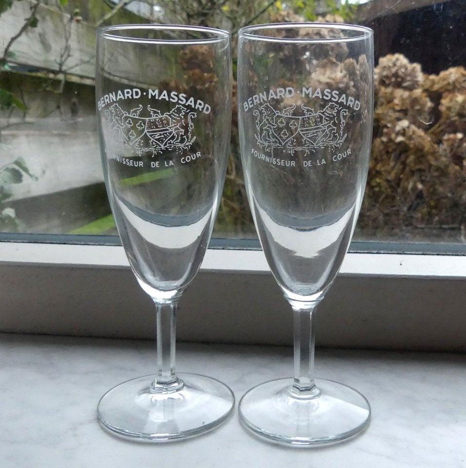 Bernard-Massard champagne glazen 2x champagneglazen, Glas of Glazen, Gebruikt, Ophalen of Verzenden, Glas