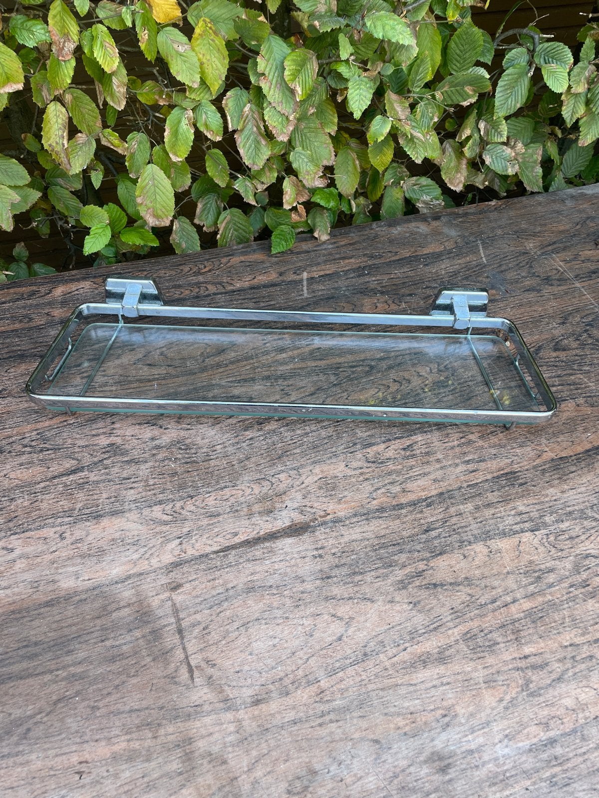 Vintage Glazen planchet met Chromen Bevestiging, Ophalen of Verzenden