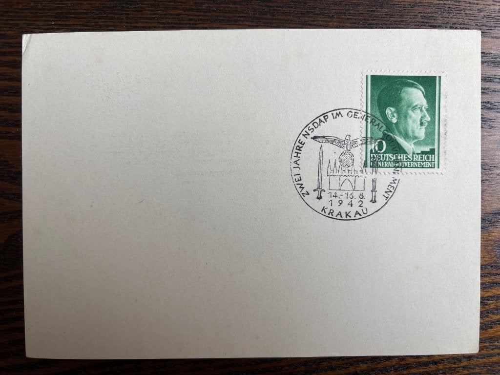 2 kaartjes met stempels bezet Polen WO2, nsdap propaganda, Verzenden, Duitse Keizerrijk, Gestempeld