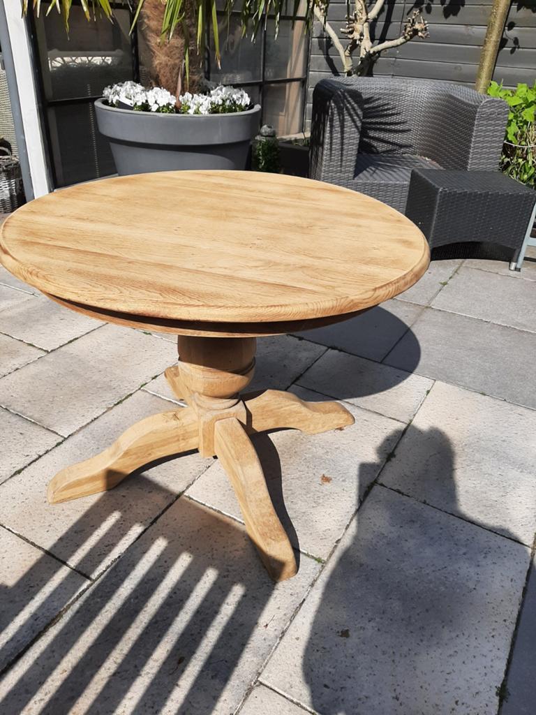 Massief eiken tafel, Huis en Inrichting, Tafels | Eettafels, Ophalen, Rond, 50 tot 100 cm
