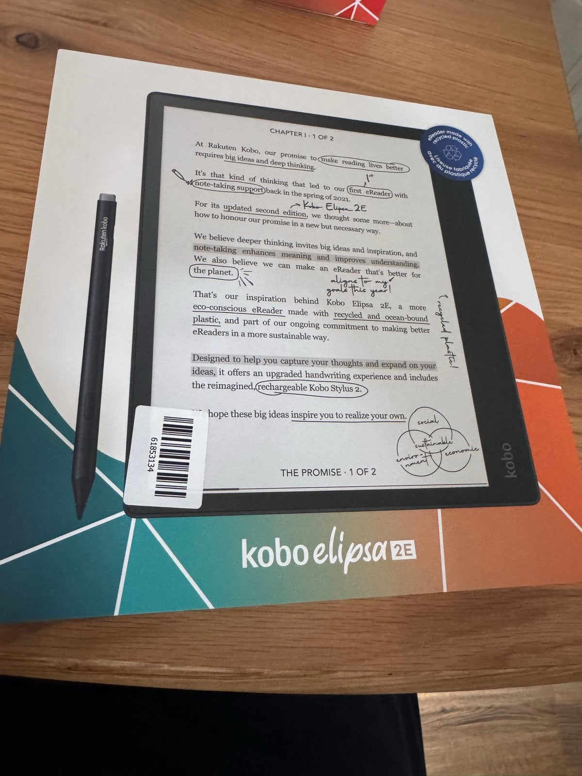 Verzekerde Kobo Elipsa 2E E-reader met Stylus 2 + SleepCover, Ophalen, Touchscreen, Nieuw, 10 inch of meer