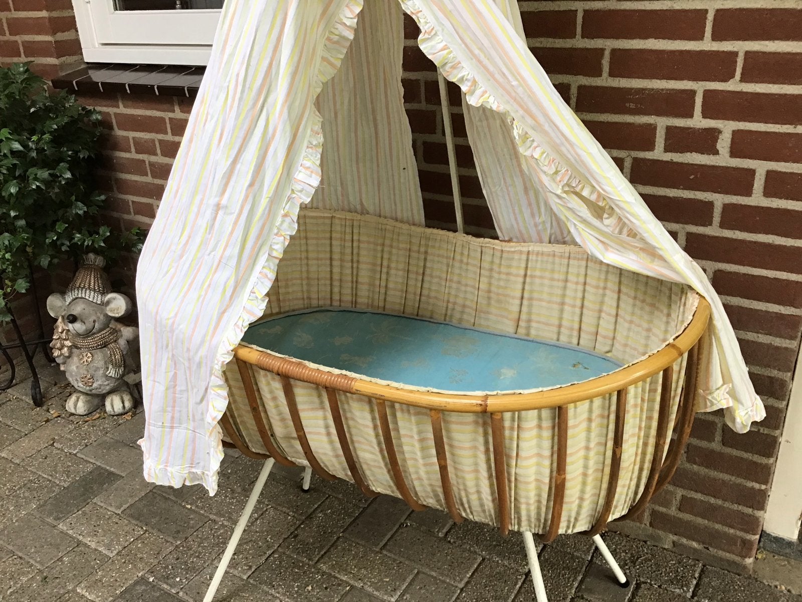Vintage Wieg Rotan met Hemeltje, Ophalen, Gebruikt, Wieg