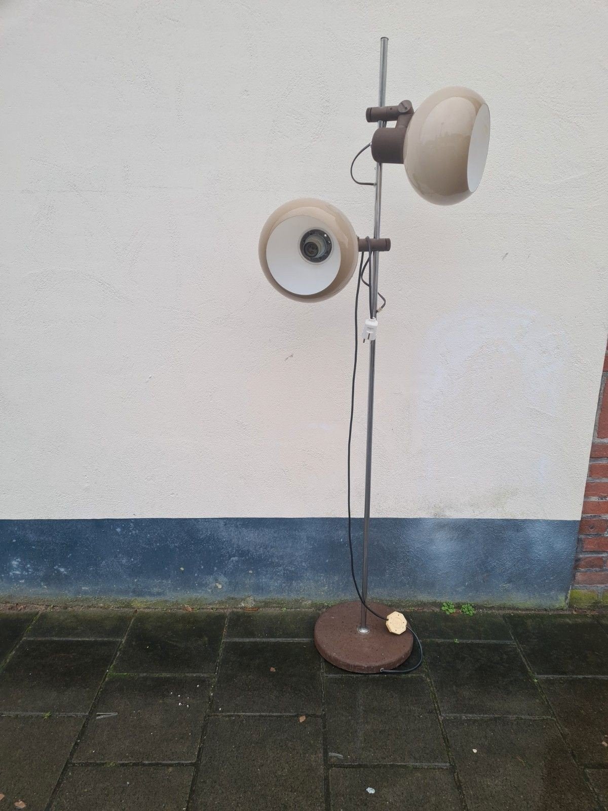 Vintage dijkstra vloerlamp met twee verstelbare spots, Ophalen, E27 (groot), Zo goed als nieuw, Vintage, Retro, Industrieel