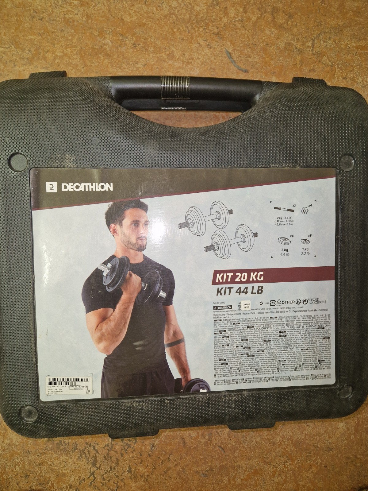 Domyos Halterset 20 kg in koffer, Ophalen, Gebruikt, Benen, Halterset