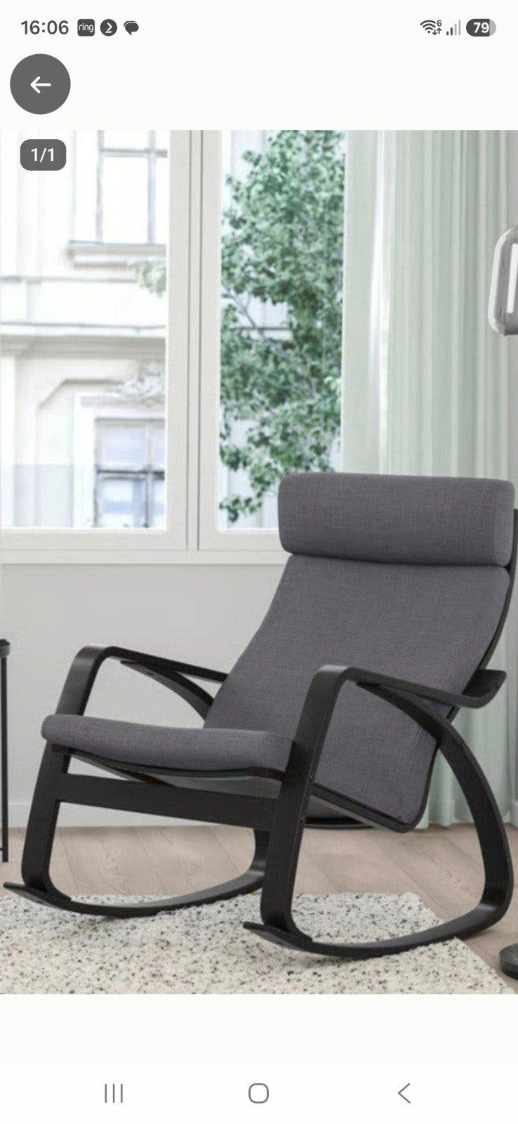 Te koop Ikea schommelstoel zgan, Huis en Inrichting, Ophalen, Zo goed als nieuw, Grijs, Stof