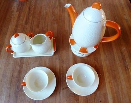 Art deco servies oranje Carstens Uffrecht Weekend aardewerk, Ophalen of Verzenden