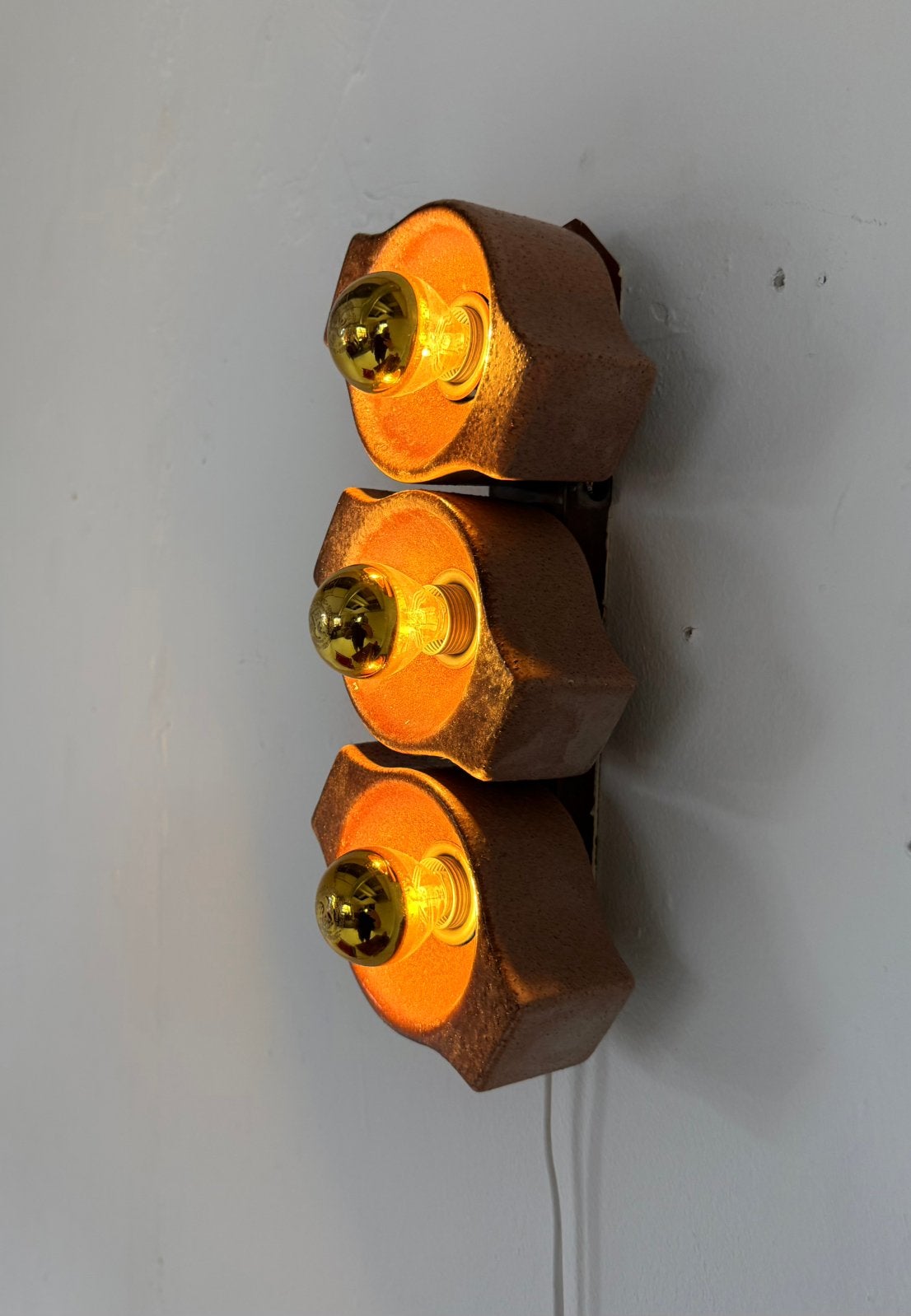 Vintage keramieken wandlamp, Leola Leuchten ‘70, Bruin, Leola Leuchten, Metaal, E14 (klein)