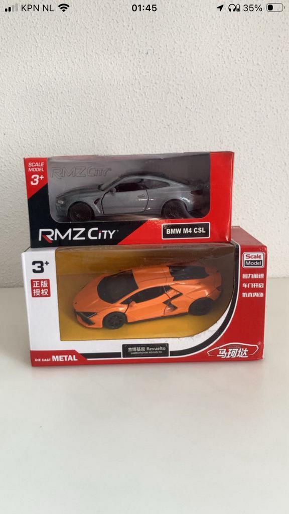 Lamborghini Revuelto + BMW M4 CSL 1:36, Hobby en Vrije tijd, Modelauto's | 1:32, Ophalen of Verzenden, Nieuw, Auto, Overige merken