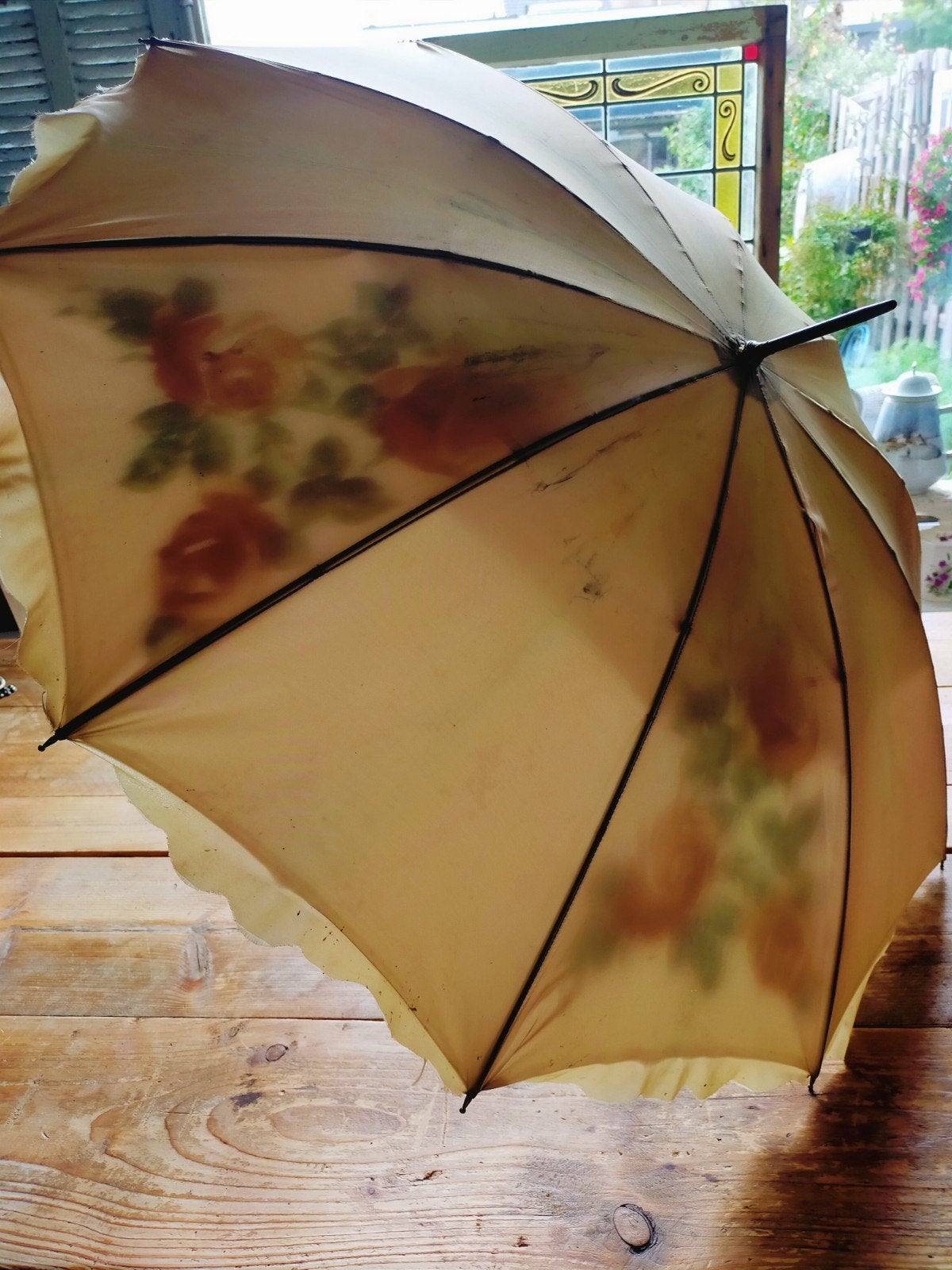 Franse parasol/paraplu, Sieraden, Tassen en Uiterlijk, Paraplu's, Ophalen of Verzenden, Bruin