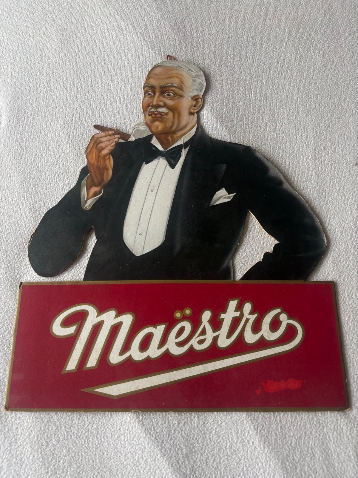 Oud Maestro reclamebord - Vintage sigarenreclame, Ophalen, Gebruikt, Reclamebord