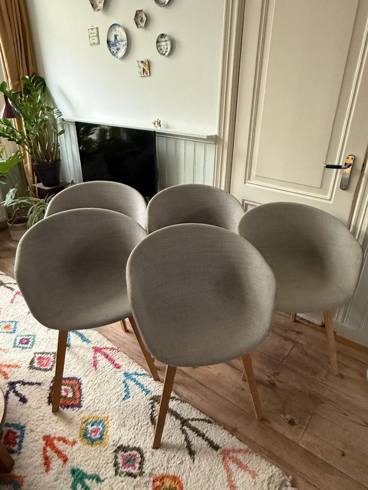 HAY About a Chair AAC23 - 5 stoelen - grijs gemêleerde stof, Ophalen, Gebruikt, Overige kleuren, Stof