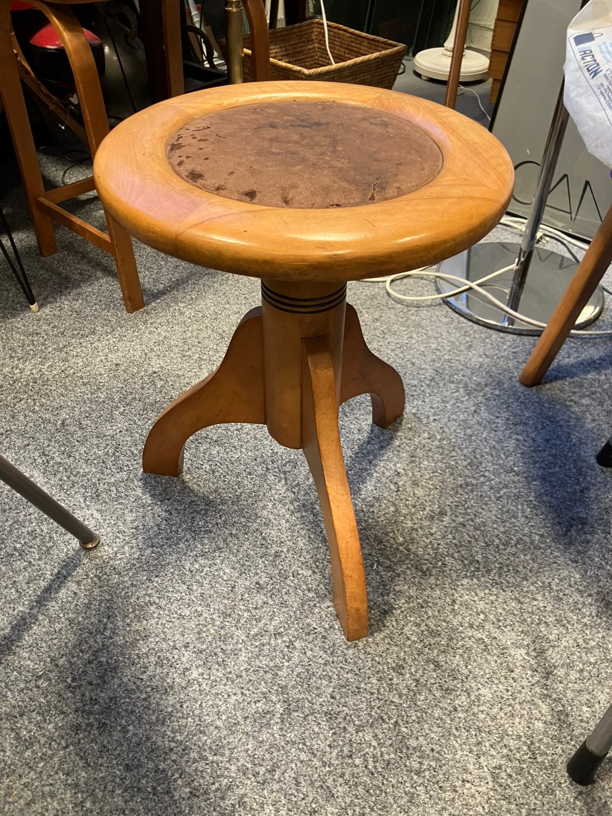Vintage piano kruk. In hoogte verstelbaar., Ophalen of Verzenden