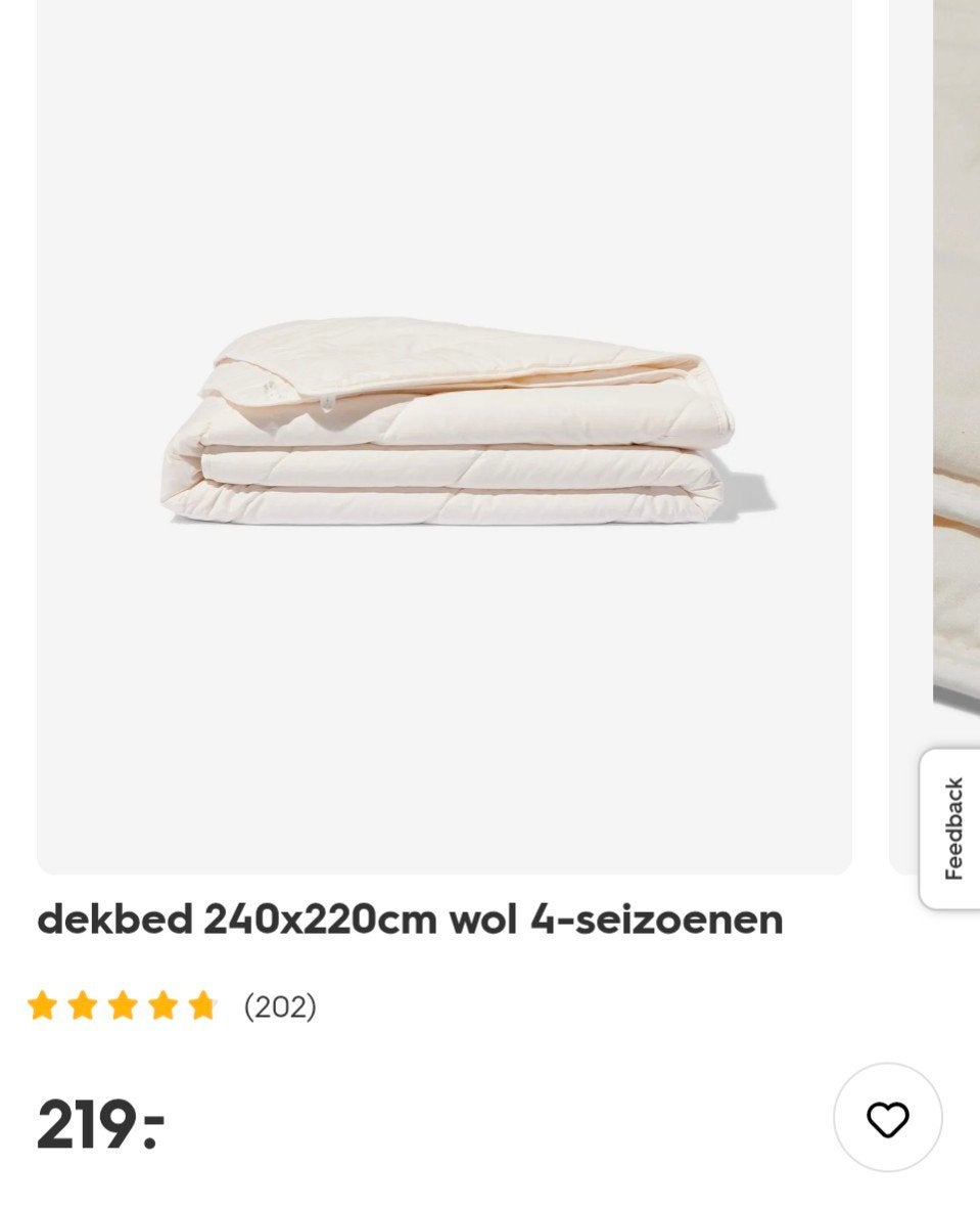 Hema 4-seizoenen dekbed wol 240x220, Ophalen, Ademend, Lits-jumeaux, Wit