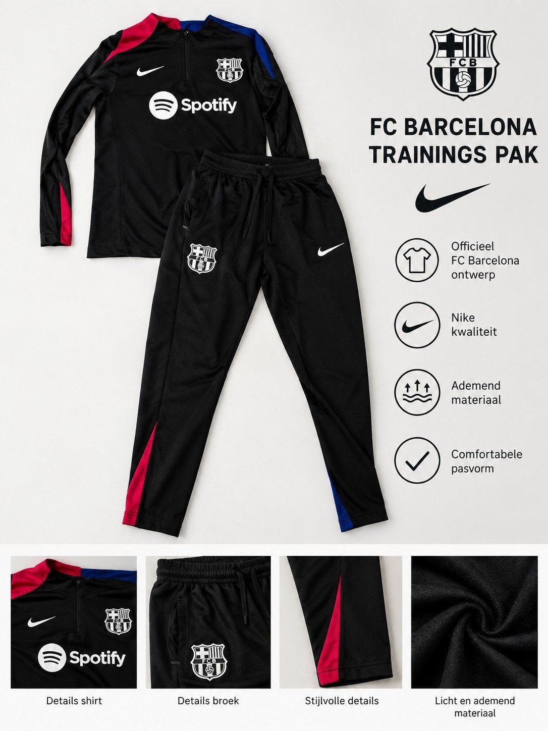 FC Barcelona Trainingspak Maat S, Zwart, Nike, Ophalen of Verzenden, Zo goed als nieuw