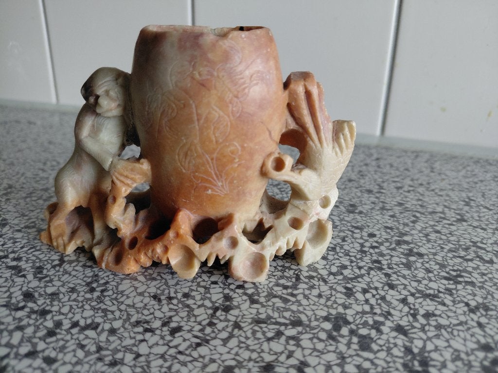Antiek Chinees snijwerk van speksteen., Verzenden