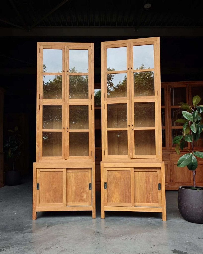 Prachtige hoge schoolkasten | Biologiekasten | Teak #9262, Gebruikt, -, 200 cm of meer, -
