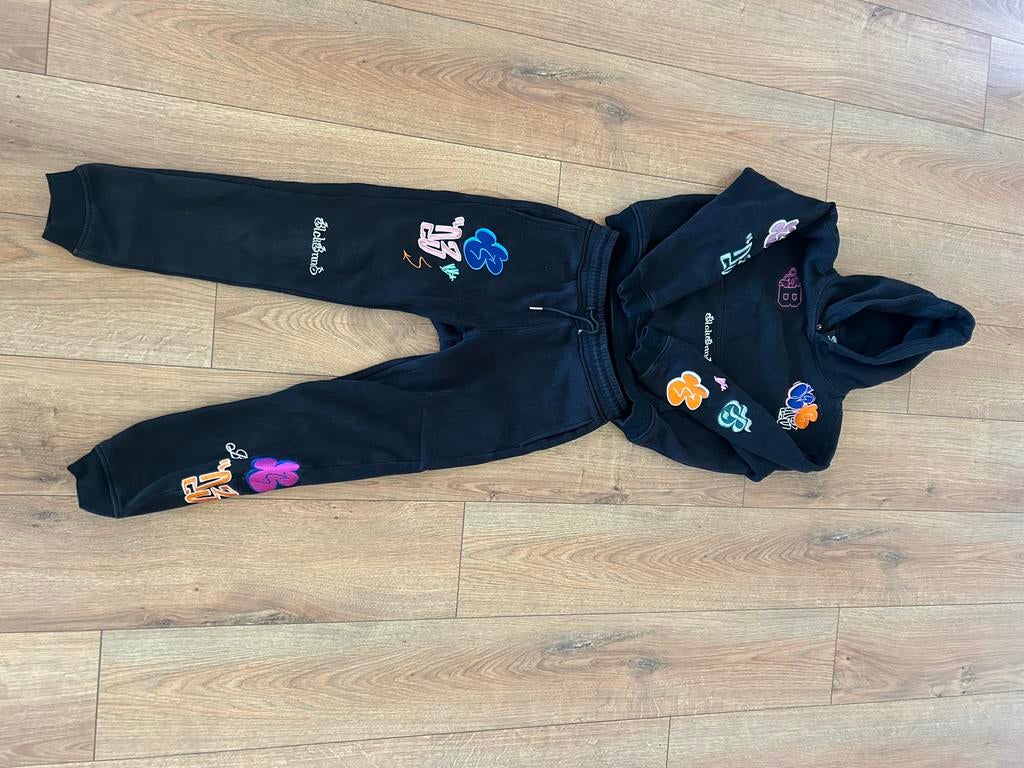 Black Bananas Trainingspak 140 Zwart met Kleurrijke Prints, Ophalen, Overige maten