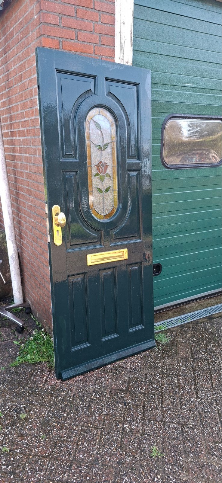 glas in lood hardhouten voor deur, Ophalen, 80 tot 100 cm, 200 tot 215 cm, Glas