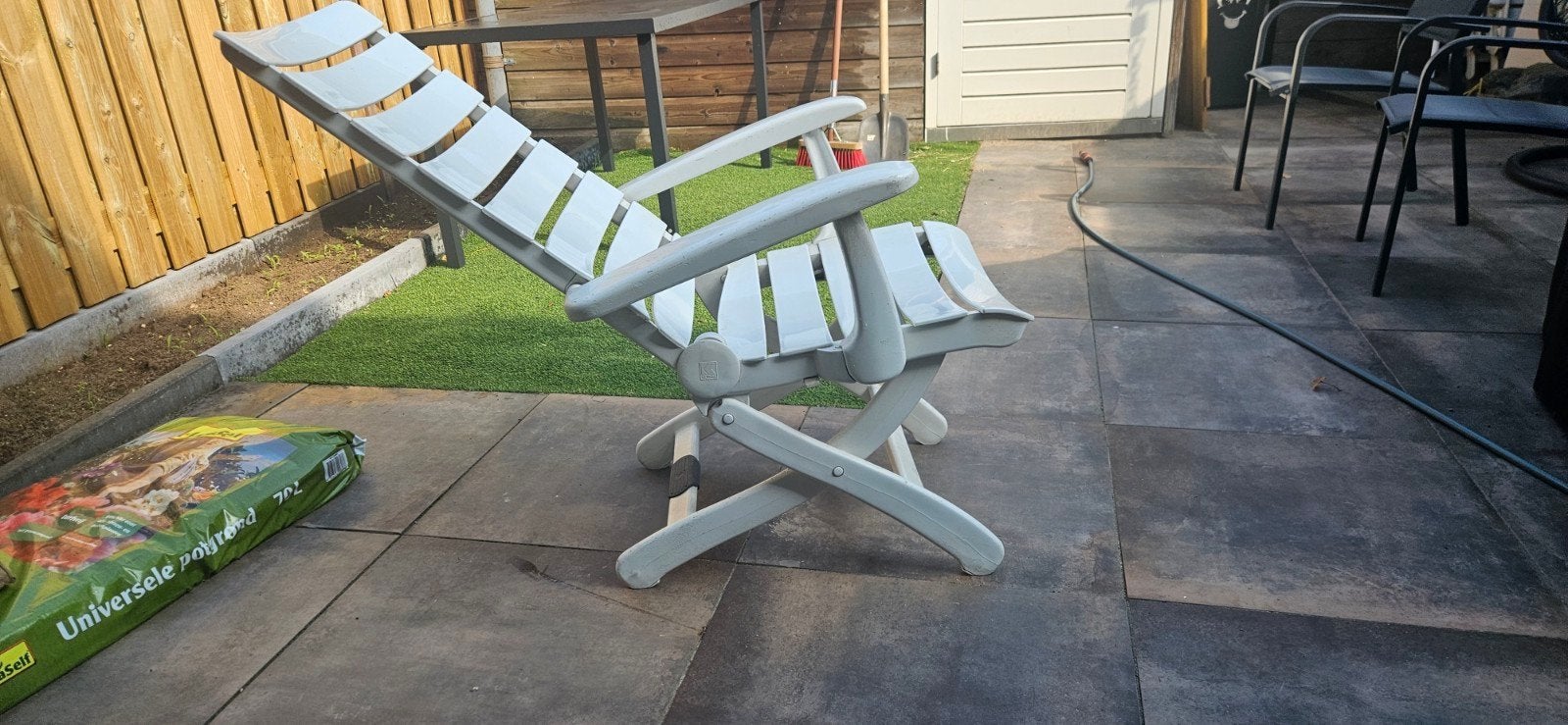 4x Verstelbare Tuinstoelen - Wit Kunststof, Ophalen, Gebruikt, Kunststof, Verstelbaar