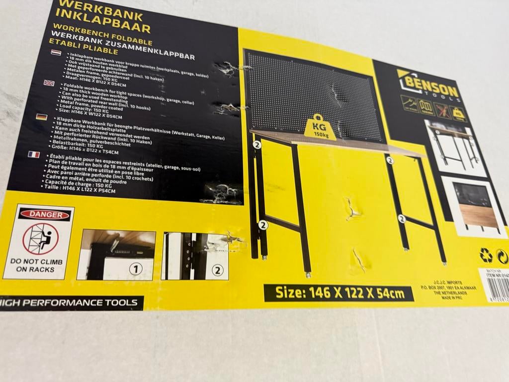 Benson Inklapbare Werkbank - Nieuw, Ophalen, Nieuw, 120 tot 170 cm, Inklapbaar