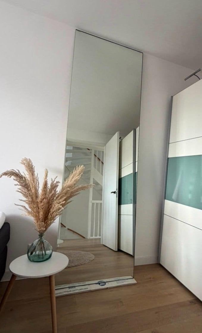 Grote spiegel 260x80 cm met aluminium lijst, Ophalen, Gebruikt, 200 cm of meer, 75 tot 100 cm