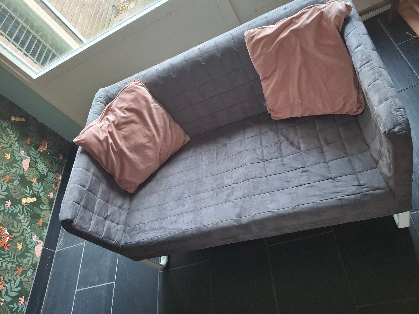 Ikea bankje - Grijs gestoffeerd, Ophalen, Modern, Compact, Gebruikt, Minder dan 75 cm