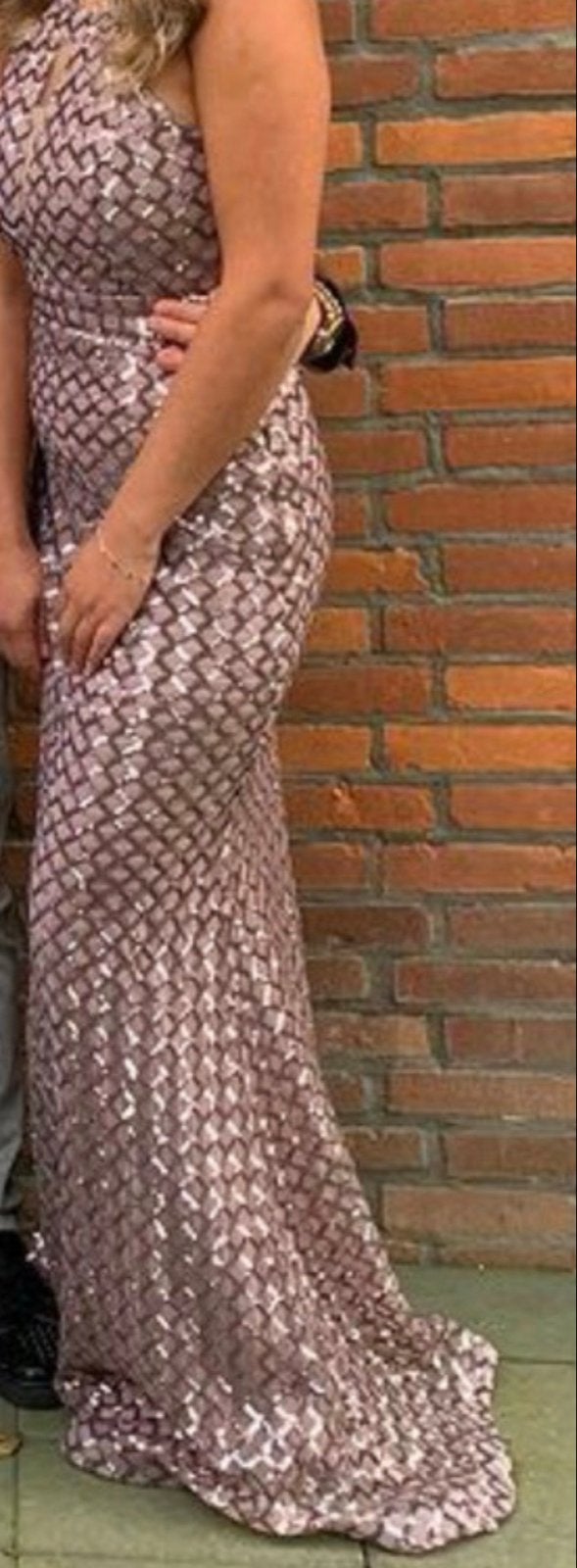 Elegante Roze Galajurk met Pailletten - Maat S, Ophalen of Verzenden, Zo goed als nieuw, Roze, Maat 36 (S)