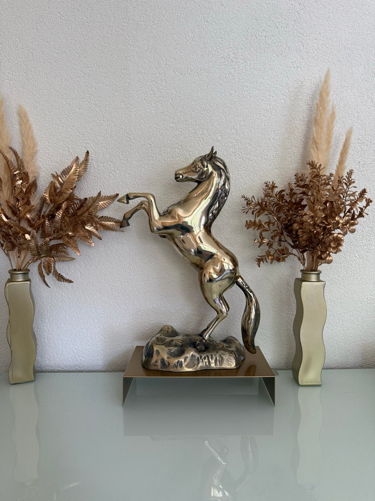 Groot Vintage Messing Paarden Beeld - Decoratief, Ophalen of Verzenden