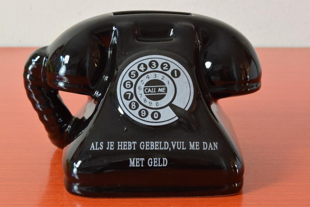 Retro vintage aardewerk spaarpot - Retro telefoon, Ophalen of Verzenden, Zo goed als nieuw, Steen, Aardewerk of Keramiek, Object of Gebouw