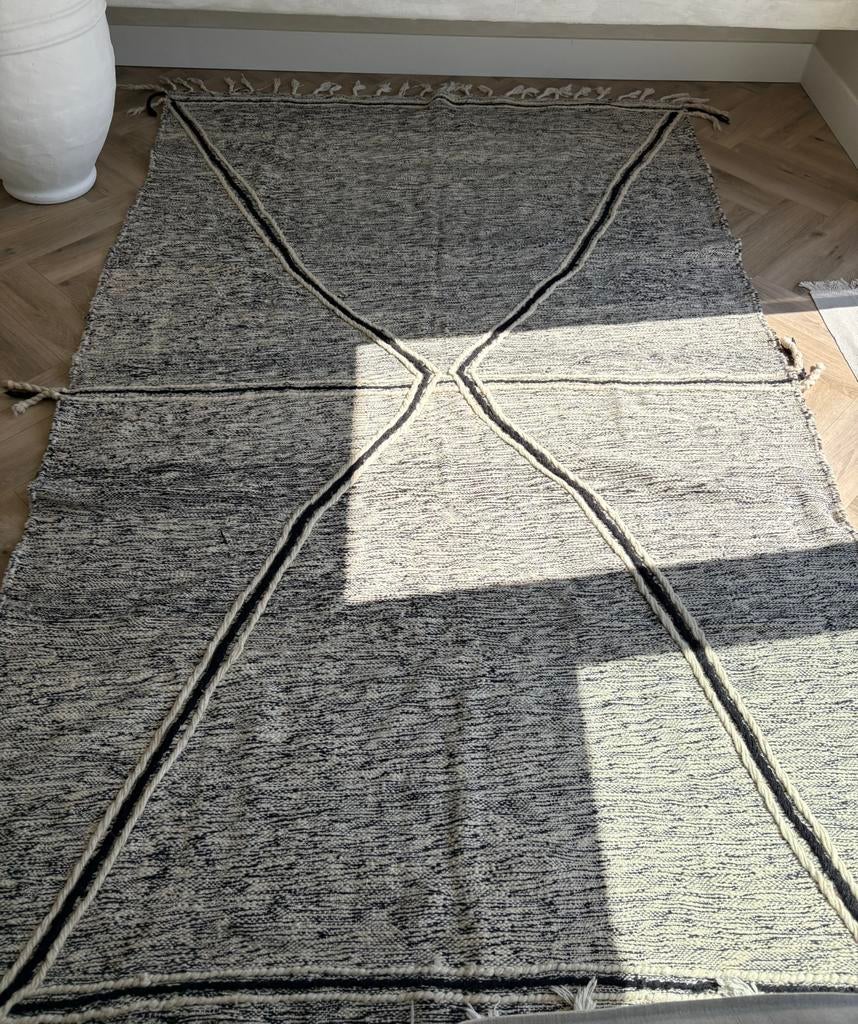 Nieuw Marokaanse berber 100% wollen vloerkleed, 150 tot 200 cm, Ophalen of Verzenden, Crème, Rechthoekig