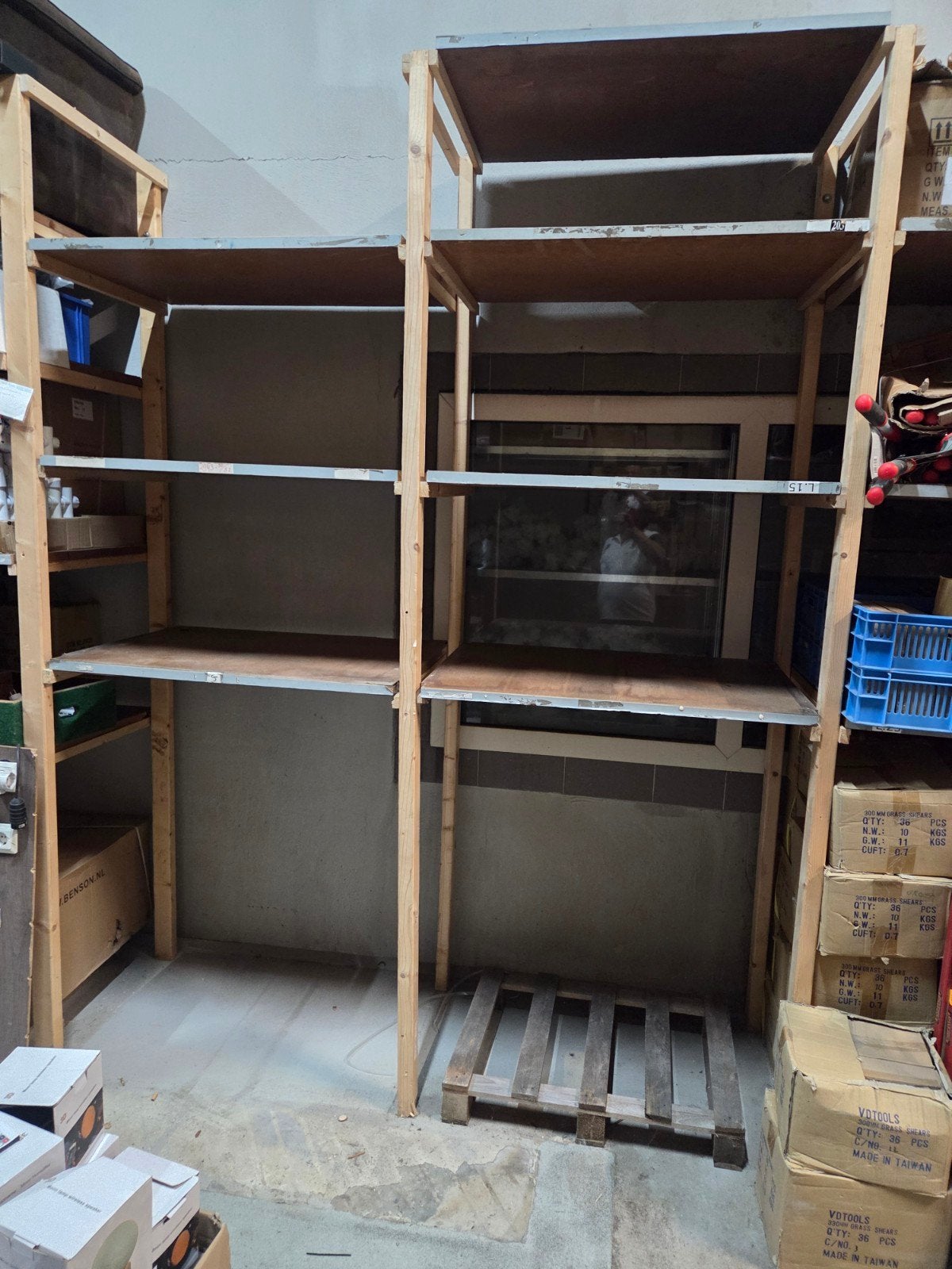 magazijn stellingen 2.70m hoog, 100x70cm, ruim 20m lengte, Ophalen