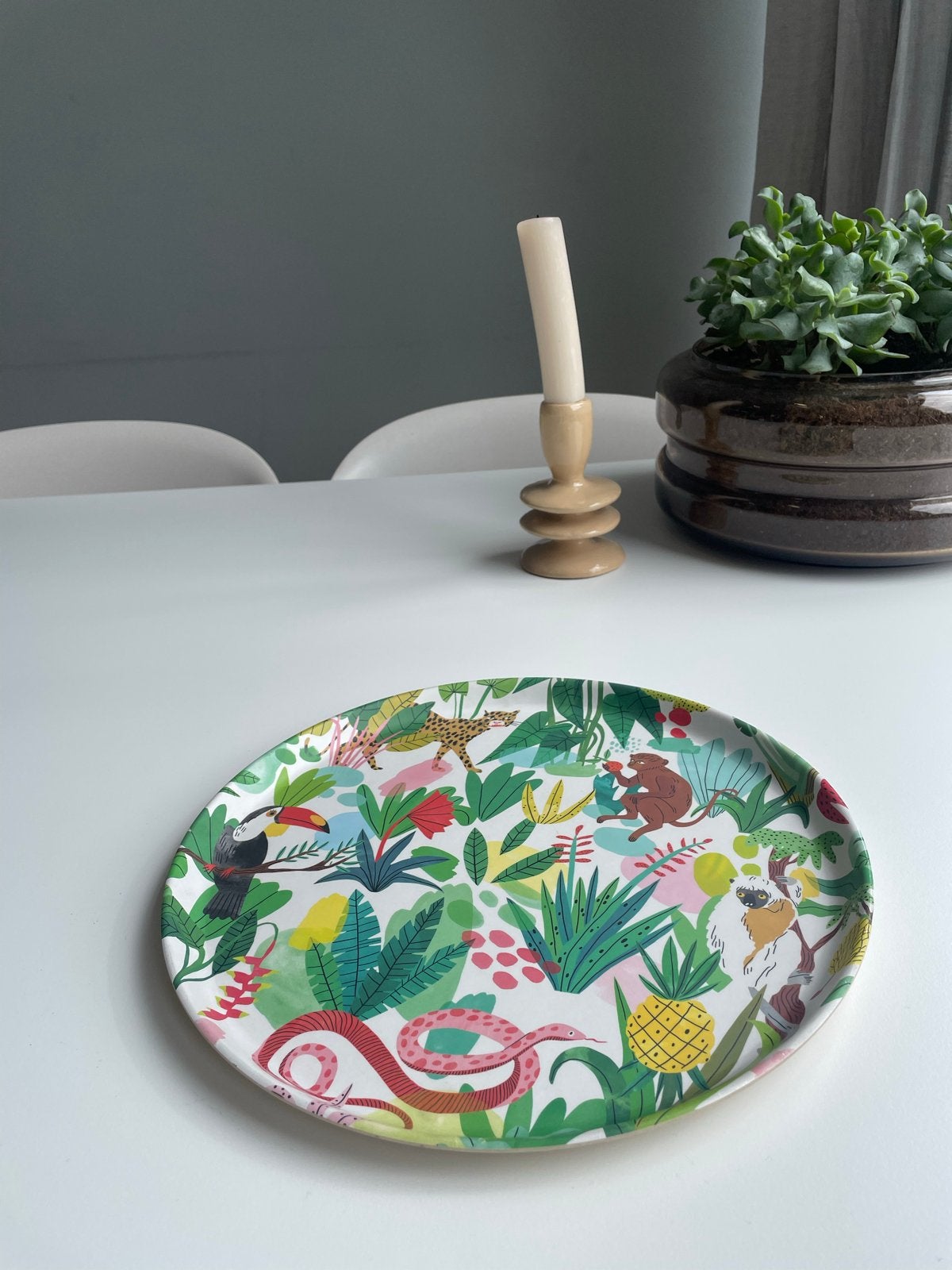 Dienblad Happy Jungle - Bodil Jane &K Amsterdam, Natuurlijk materiaal, Rond, Nieuw, Ophalen of Verzenden
