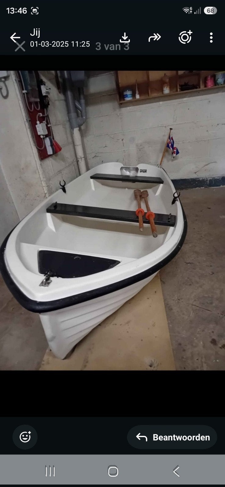Polyester overnaadse bijboot + Yamaha 2.5 pk buitenboordmoto, Watersport en Boten, Ophalen, Gebruikt, Polyester